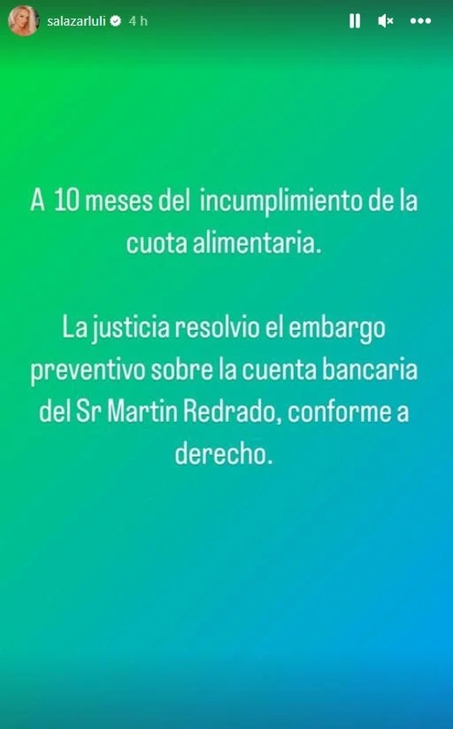 Martín Redrado fue embargado por no pagar la cuota alimentaria de la hija de Luciana Salazar