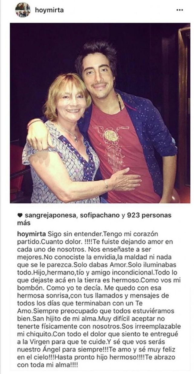 La estremecedora carta de despedida de la madre de Santiago Vázquez