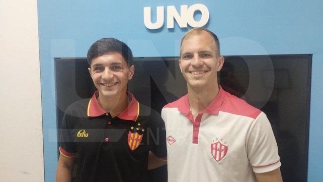 &nbsp;Gabriel Bender y Leonel Bolzán en la Redacción de UNO palpitando la definición de la Copa de la Liga Paranaense de Fútbol.