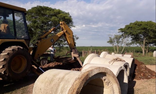 Obras actuales de saneamiento en Iturraspe.&nbsp;