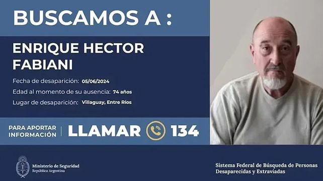 Enrique Héctor Fabiani salió a cazar en un campo de Alcaráz con sus amigos el martes 4 y nunca volvió. A dos semanas del hecho sigue el reclamo de la familia.