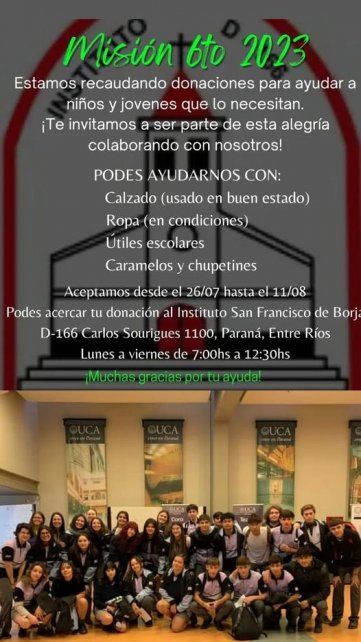 El Instituto San Francisco de Borja realizará una misión escolar en Estación Parera
