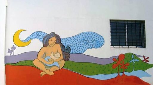 En Nuevo Horizonte pintaron un mural para incentivar la lactancia materna