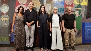 Vega, Grandinetti, la directora Marina Seresesky, Morán y Marrale.