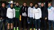 Corte italiano. Bauza posó con Ansaldi, Icardi y Banega, los rosarinos de Inter.&nbsp;