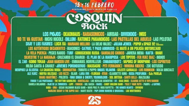 Cosquín Rock dio a conocer la grilla de su edición número 25.