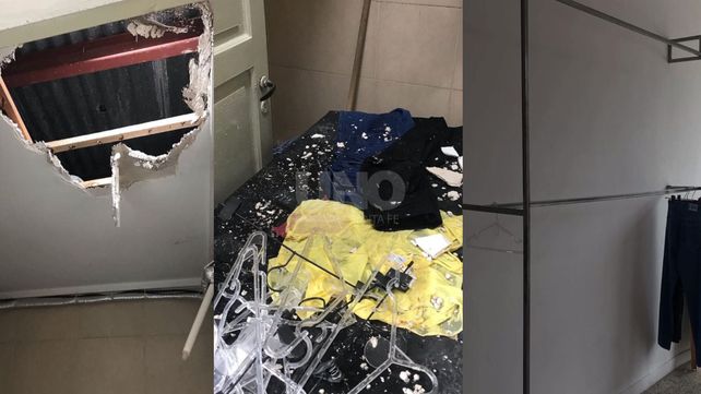 Los delincuentes ingresaron haciendo un boquete en el techo y vaciaron el comercio de ropa en la madrugada del lunes