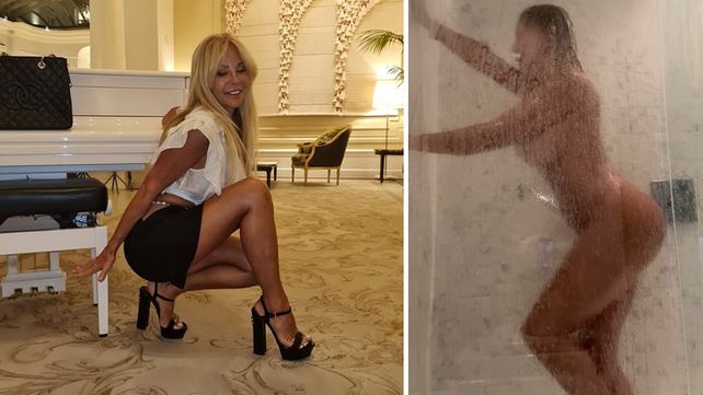 Graciela Alfano volvió a dar que hablar al publicar imágenes en las que aparece sin ropa en una ducha y otra con Ronaldinho