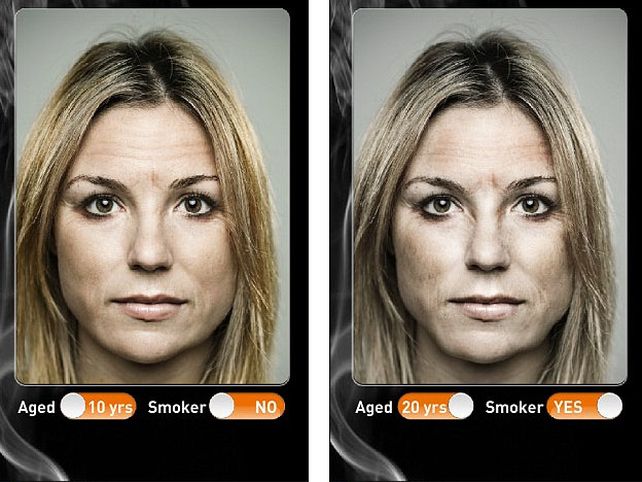 Así será tu cara dentro de 20 años si seguís fumando