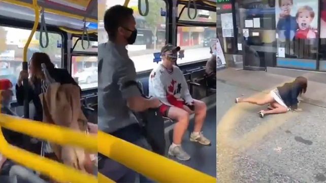 El escupitajo de la mujer a otro pasajero quedó registrado en un video que se volvió viral.