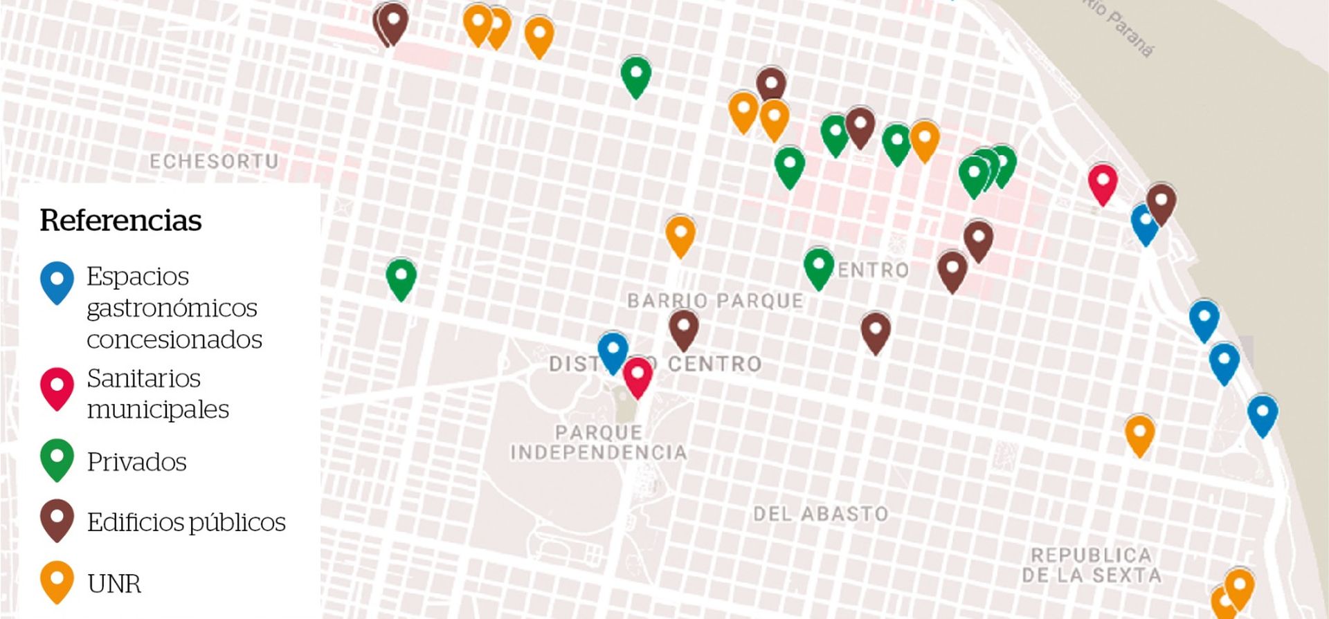 Un mapa para saber dónde hay baños públicos en el centro