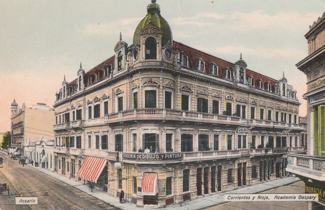Edificio calle Corrientes y Rioja_Academia Gaspary_Col. Postales. c. 1909_Archivo Fotográfico Museo de la Ciudad