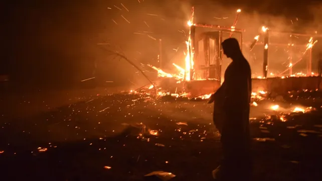 La postal de una Virgen que sobrevivió en el medio de los incendios en Córdoba.