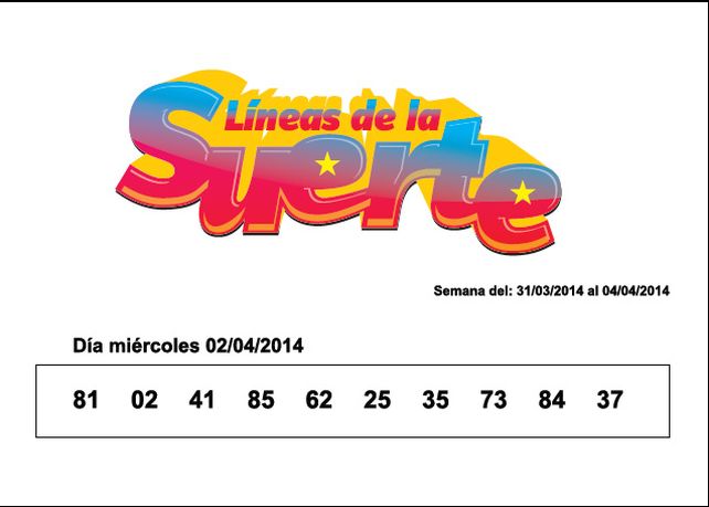 Números que corresponden al MIÉRCOLES 02 de ABRIL.