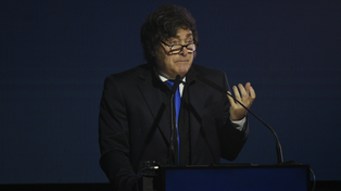 Javier Milei en la Bolsa de Comercio de Rosario.