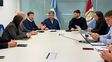 Federico Angelini en su debut en el Ministerio de Seguridad junto al equipo y el gobernador.