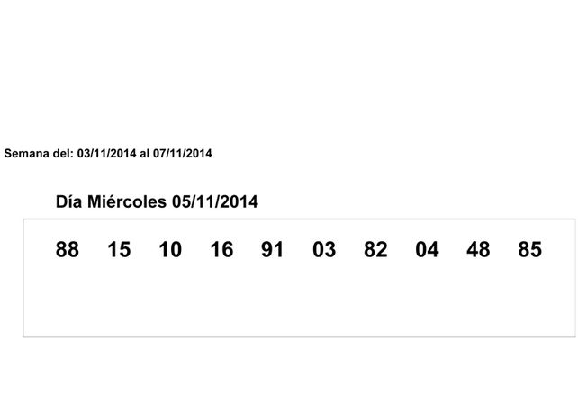 Números correspondientes al Miércoles 5 de Noviembre