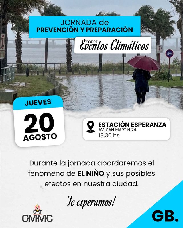 Granadero Baigorria realizará una jornada de capacitación sobre acciones ante fenómenos climáticos extremos