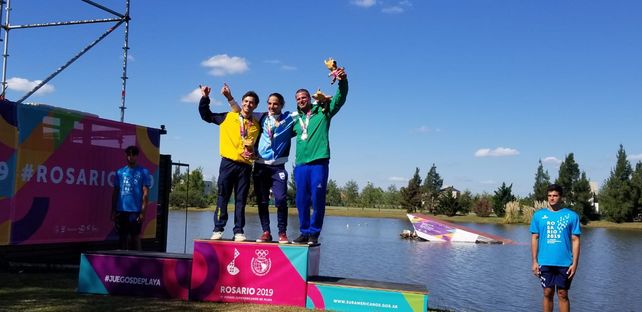 Kai Ditsch disfruta en el podio de Wakeboard.&nbsp;