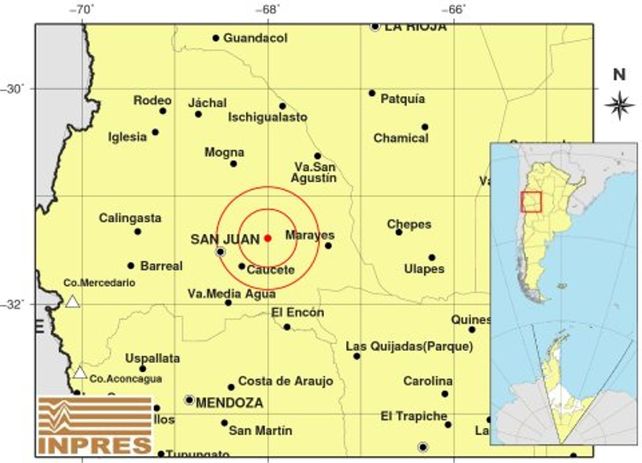 El Instituto Nacional de Prevención Sísmica (Inpres) registró el movimiento este viernes a 38 kilómetros al noroeste de Bermejo.&nbsp;