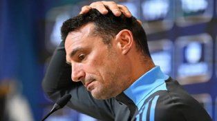 Lionel Scaloni, emotivo en la conferencia de prensa.