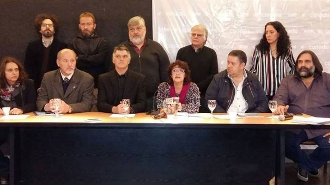Cúpula. Los sindicalistas dieron una conferencia de prensa.&nbsp;