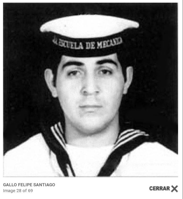 El rosarino Felipe Gallo tenía 23 años. Al momento del ataque estaba de guardia en la sala de máquinas, el sitio donde impactó el primer torpedo.