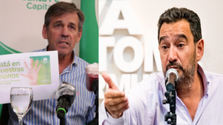 El intendente de Santa Fe, Emilio Jat&oacute;n, y el secretario General de la Festram, Claudio Leoni.