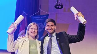 Scaglia y Pullaro, vicegobernadora y mandatario provincial electos.