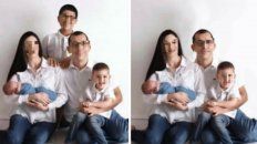 La foto de la familia antes y después del Photoshop. La foto de la familia antes y después del Photoshop.