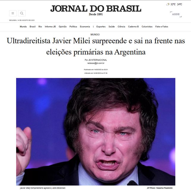 La reacción de los medios internacionales ante el triunfo de Milei en las Paso