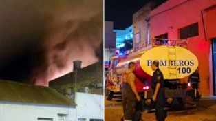Un voraz incendio afectó un depósito de un supermercado de Concordia