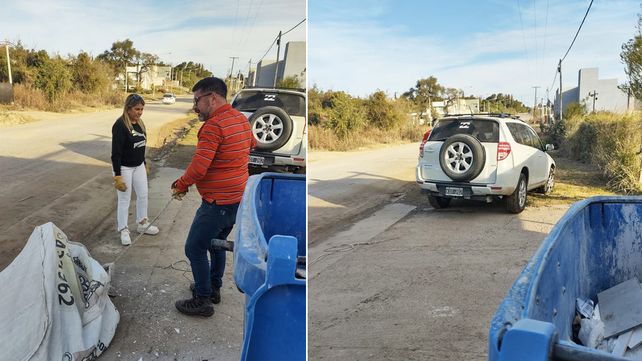Malos vecinos tiraron escombros en contenedor nuevo