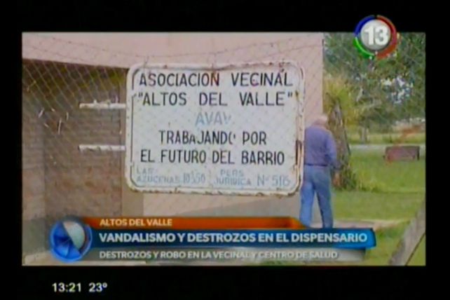 Ladrones ingresaron a la vecinal Altos del Valle y robaron en el Centro de Salud