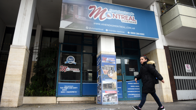 La sede Rosario de Montreal Viviendas, en Pellegrini al 1200. La empresa figura en sus redes con misma sede central pero como 