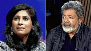 La subdirectora del FMI, Gita Gopinath, y el secretario de relaciones internacionales de la CGT, Gerardo Martínez.