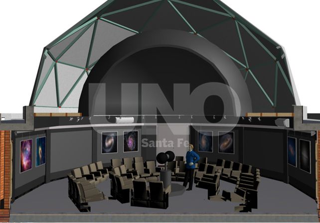 Detalle. Los planos del proyecto del primer planetario de la ciudad fueron realizados por los arquitectos Osvaldo Mansur y Leonardo Carreras. Colaboró en 3D la estudiante de arquitectura Priscila Coghlan Jonas.