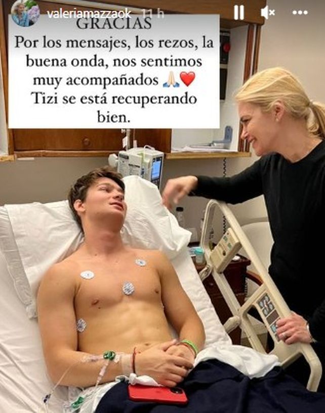 Valeria Mazza publicó una foto junto a su hijo Tiziano tras la operación: Está bien