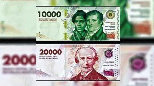 Nuevos billetes de 10.000 y 20.000 pesos