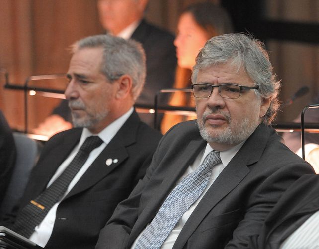 Los exfuncionarios kirchneristas Jaime y Schiavi durante una de las audiencias. Hoy tendrán la posibilidad de hablar antes de conocer la sentencia.