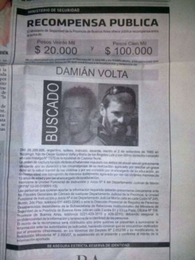Buscado. Volta estuvo prófugo de la Justicia por unos 20 meses.