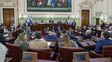 Reunión de Unidos antes de la sesión del Senado por la reforma electoral