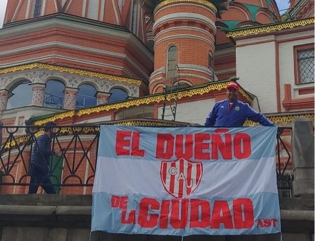 Los hinchas de Unión junto a la Selección en Rusia