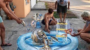 La llamativa pintura tridimensional que deslumbra a los peatones en San Carlos Centro