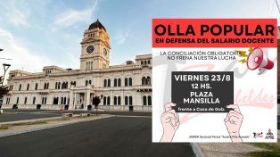 Agmer hace una olla popular a partir de las 12 en Plaza Mansilla a raíz de la conciliación obligatoria impuesta por la Justicia y la imposibilidad de hacer paro.