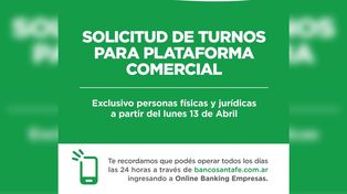 Desde el lunes el Banco Santa Fe solo atiende con turno previo
