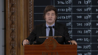 El presidente Javier Milei expuso en los festejos por el 170° aniversario de la Bolsa de Comercio porteña.