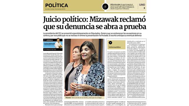 Mizawak. &nbsp;La mayoría del PJ en Diputados entendió que no había motivos para juzgarla