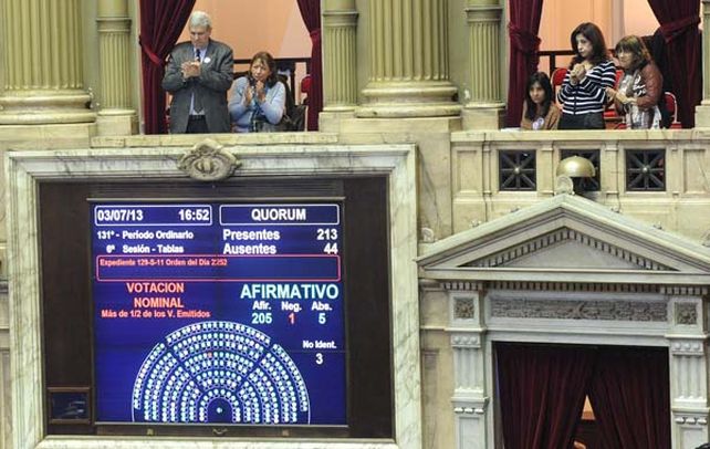 Desde la barra. La votación fue seguida por integrantes de entidades que nuclean a víctimas de violencia sexual.