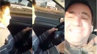 Padre irresponsable: le enseña a su hijo de 12 años a manejar en la autopista
